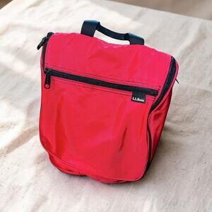 LL Bean Toiletry Bag Hanging Organizer Expand Shower Makeup Red Travel Bag 0wp01